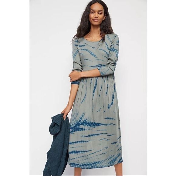 NEW Anthropologie Dolan Left-Coast Eliska Blue Tie-Dye Maxi Dress X-Small - Picture 1 of 3